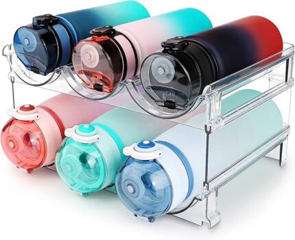 2-Pack Stackable Water Bottle Organizer Rack for Cabinets